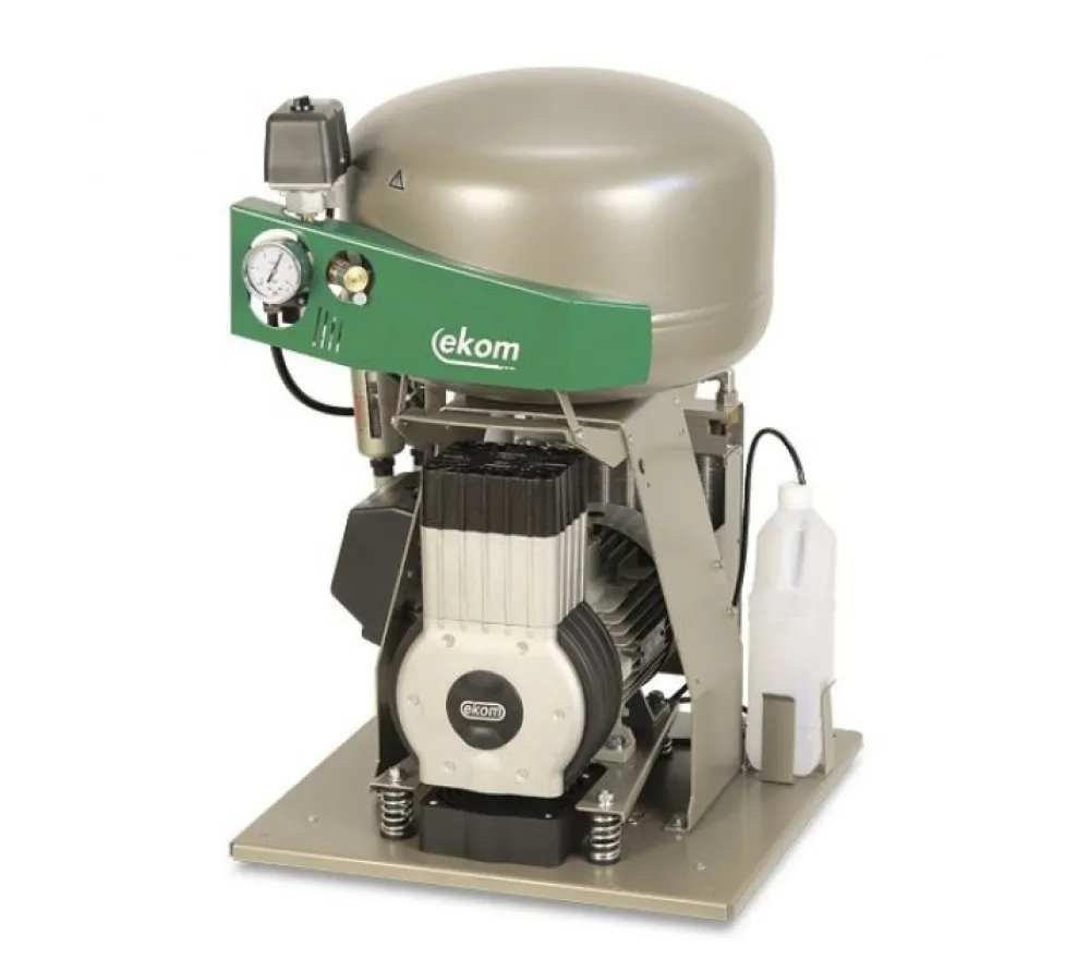 ekom dk50 plus s безмасляный компрессор для одной стоматологической установки с кожухом, без осушителя, с ресивером 25 л, 75 л/мин  3