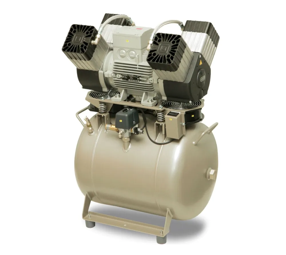 ekom dk50 4vr/50s безмасляный компрессор для 4-x стоматологических установок с кожухом, без осушителя, с ресивером 50 л, 250 л/мин  2