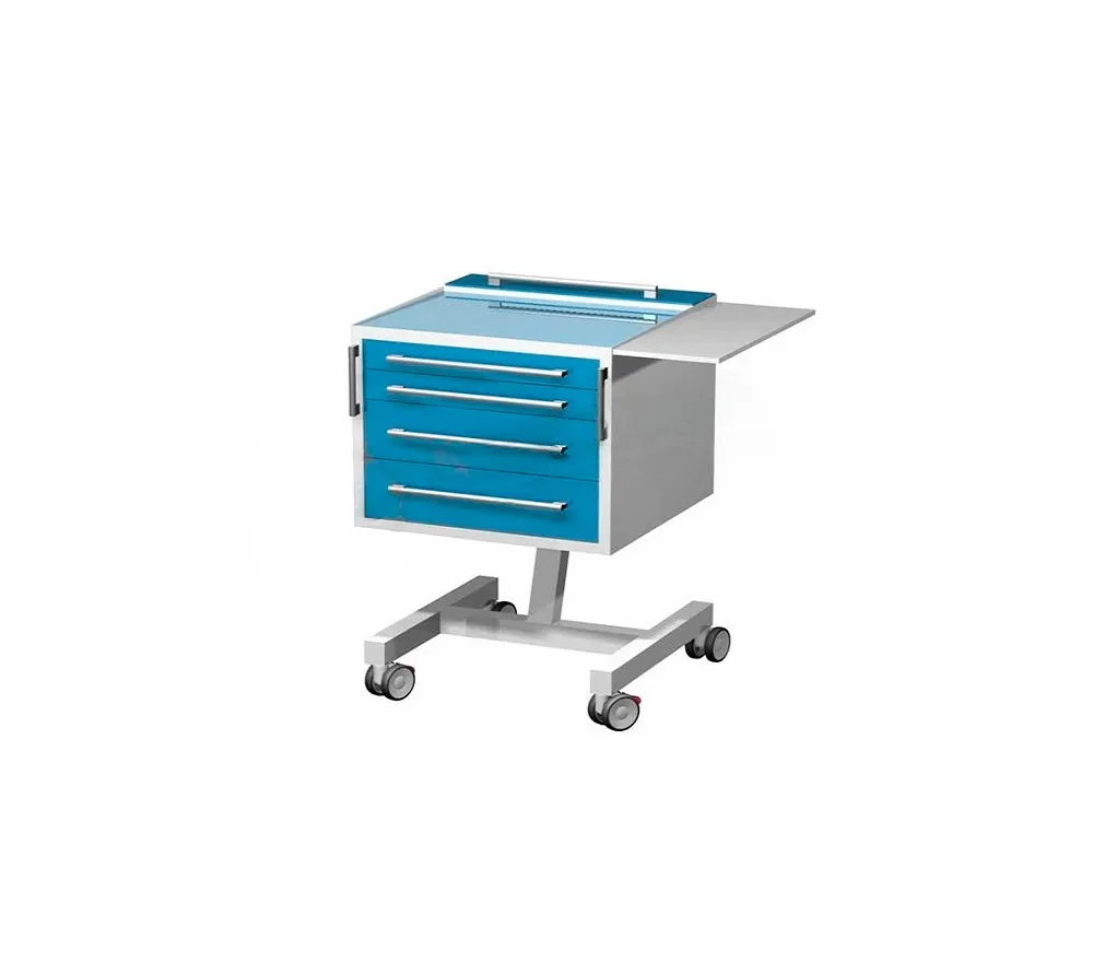 arkodor ar-34.1m передвижной столик с четырьмя выдвижными ящиками, откидным столиком, лотком для инструмента, сверху стекло на квадратной ноге