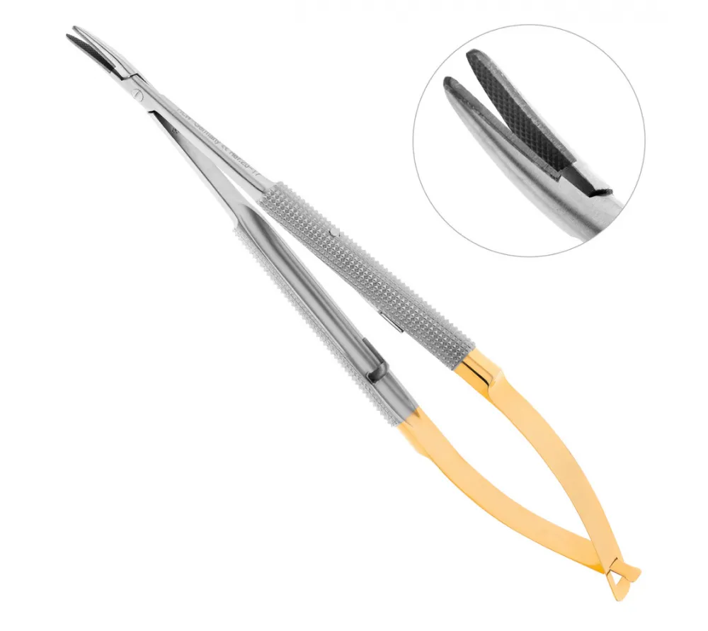 hlw castroviejo-gomel tc иглодержатель хирургический изогнутый, 14 см