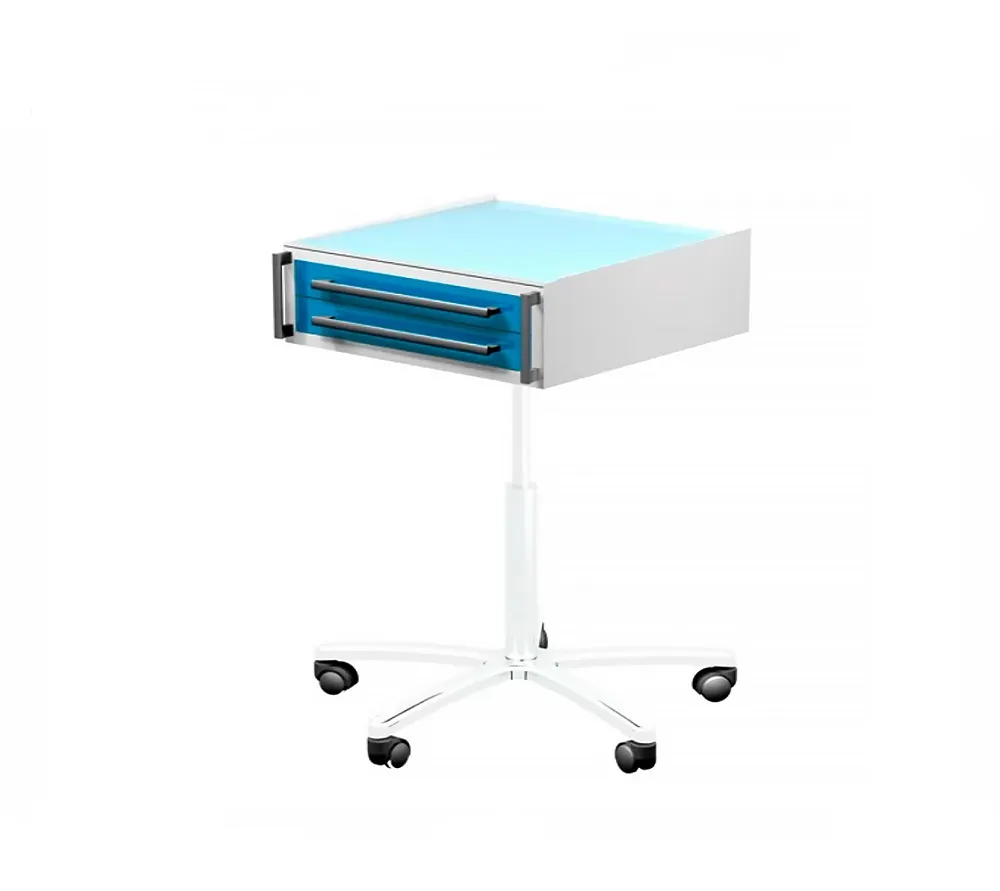 arkodor ar-32.3 передвижной столик с двумя выдвижными ящиками, сверху стекло с возможностью регулировки высоты