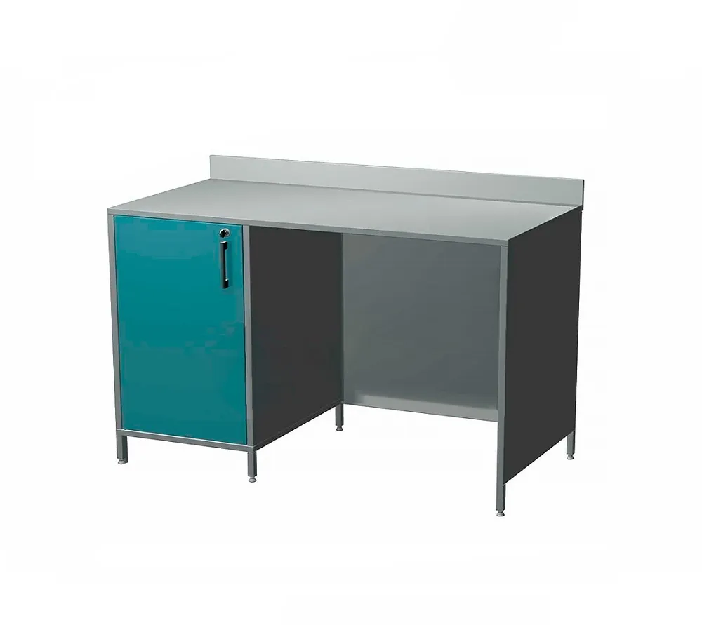 arkodor ar-xl31 стол лабораторный металлический, тумба с распашной металлической дверью с замком, металлической полкой, стенки закрыты эконом