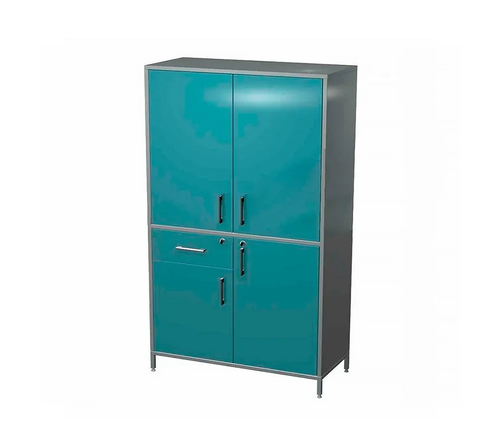 arkodor ar-x101 шкаф с двумя распашными металлическими дверьми, двумя металлическими полками, выдвижным ящиком с замком, распашной металлической дверью с полкой, распашной металлической дверью, с замком, металлической с полкой