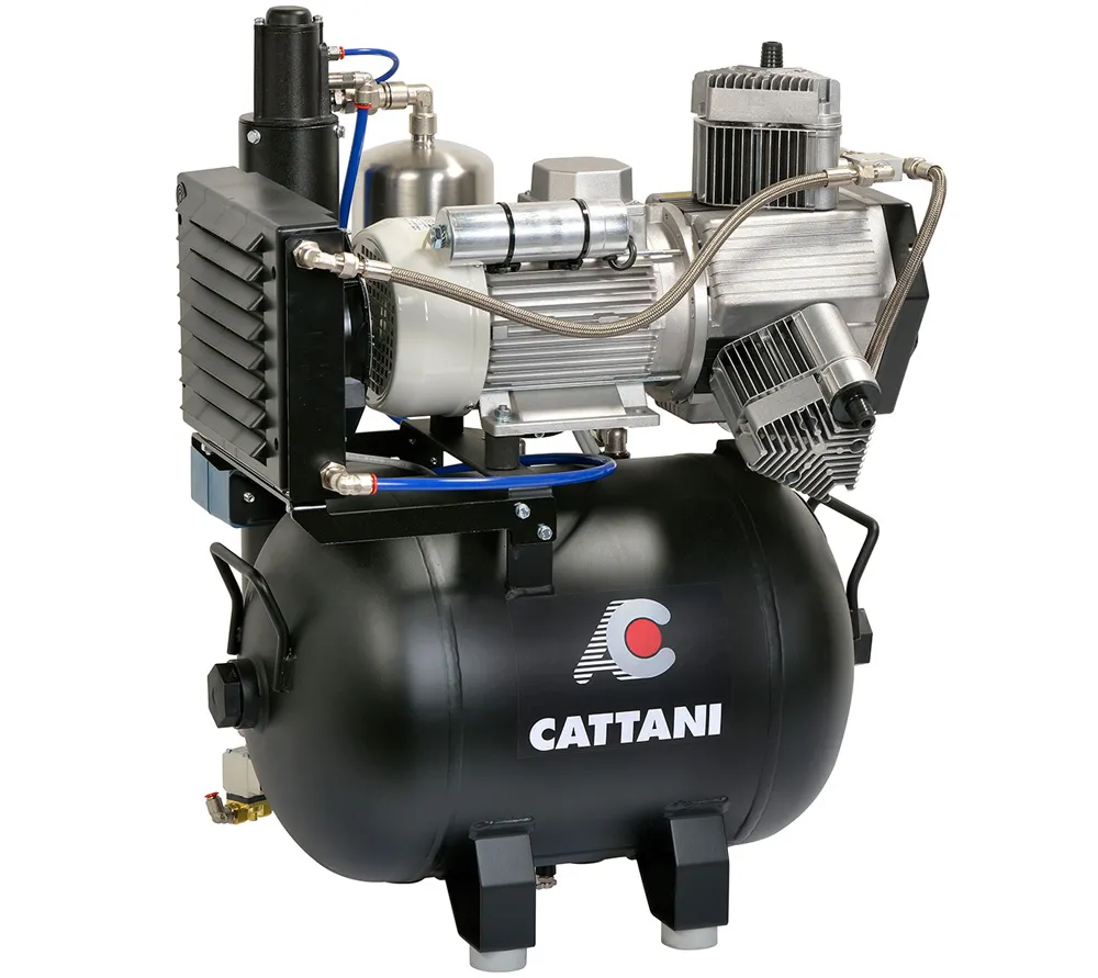 cattani трехцилиндровый компрессор на 3-4 установки, с осушителем, с ресивером 45 л, 238 л/мин, трехфазный