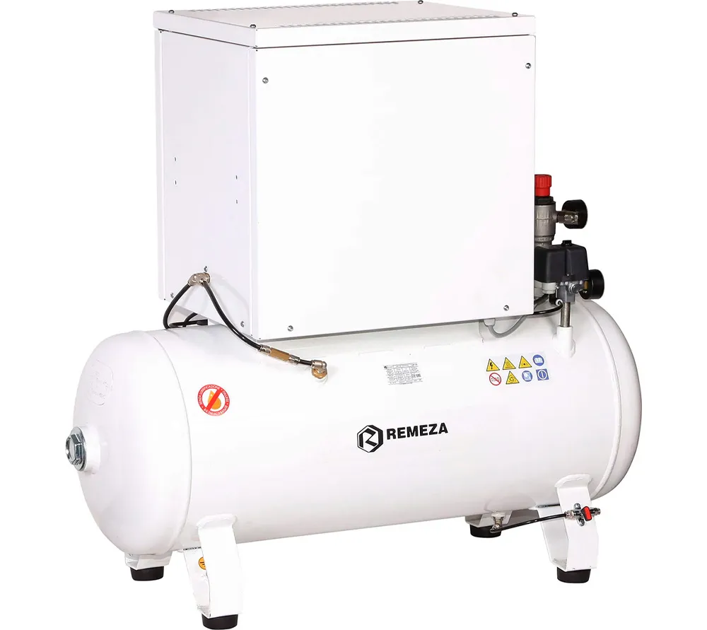 remeza км-100.old20тк безмасляный компрессор для 4-х стоматологических установок, без осушителя, с кожухом, с ресивером 100 л, 320 л/мин
