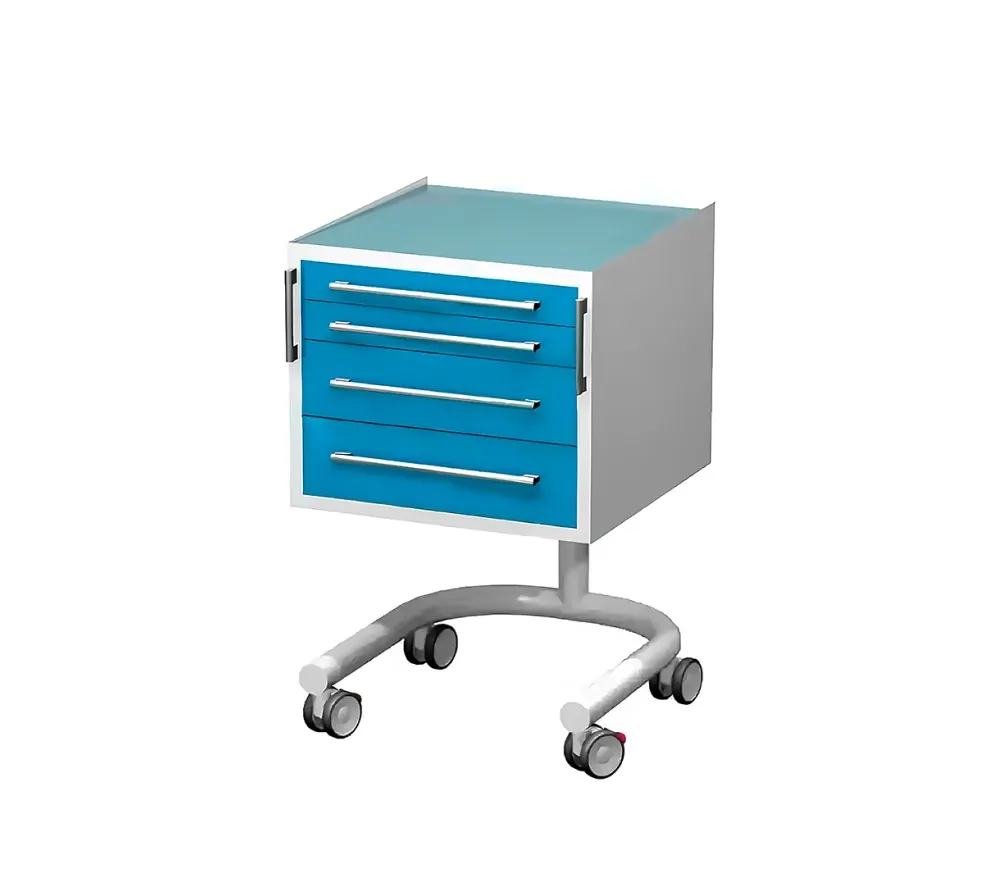 arkodor ar-34.2 передвижной столик с четырьмя выдвижными ящиками, сверху стекло на круглой ноге