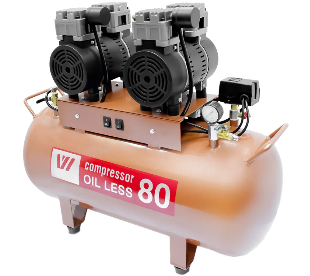 wuerwei w-604 безмасляный компрессор для 2-х стоматологических установок с ресивером 80 л (170 л/мин)