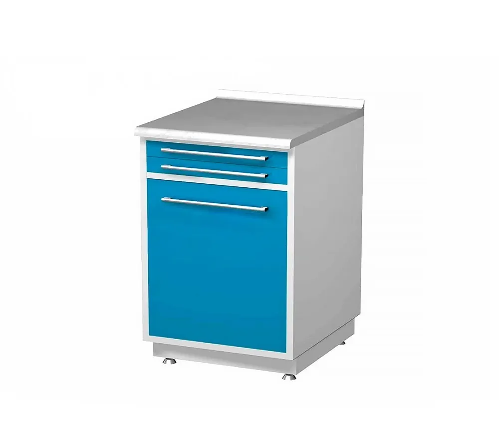 arkodor ar-20 металлическая тумба с двумя выдвижными ящиками, с распашной металлической дверью и одной металлической полкой