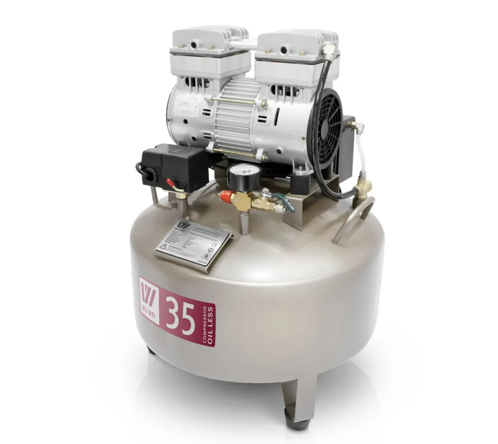 wuerwei w-602b безмасляный компрессор для одной стоматологической установки в шумоизоляционном кожухом, с ресивером 35 л (100 л/мин)