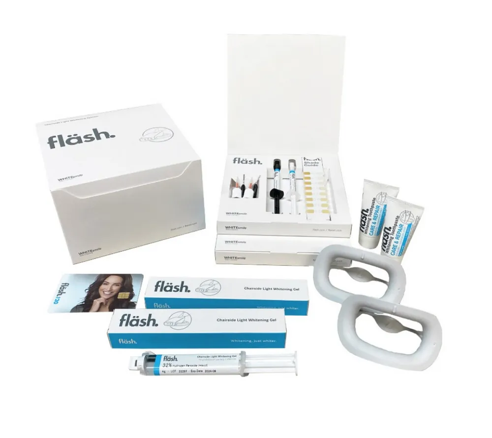 white smile gmbh 12 наборов flash для 2- х пациентов + лампа для отбеливания flash (комплект) + 24 набора для дома  3