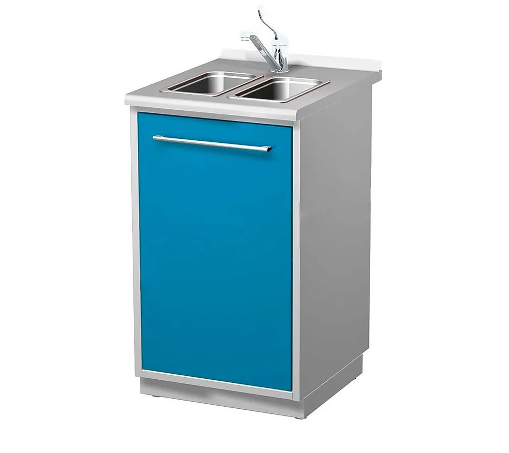 arkodor ar-04x2 металлическая тумба с распашной металлической дверью, двойной мойкой и смесителем