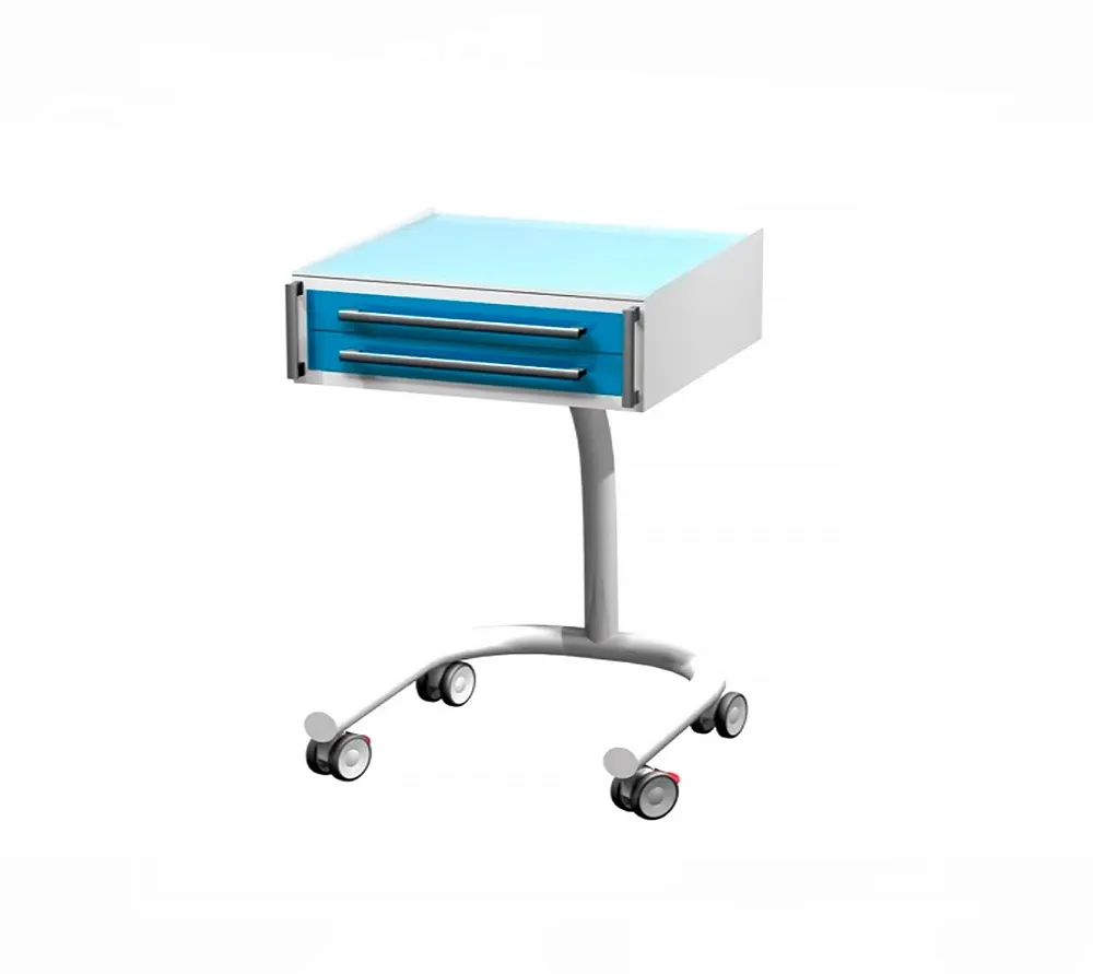 arkodor ar-32.2 передвижной столик с двумя выдвижными ящиками, сверху стекло на круглой ноге