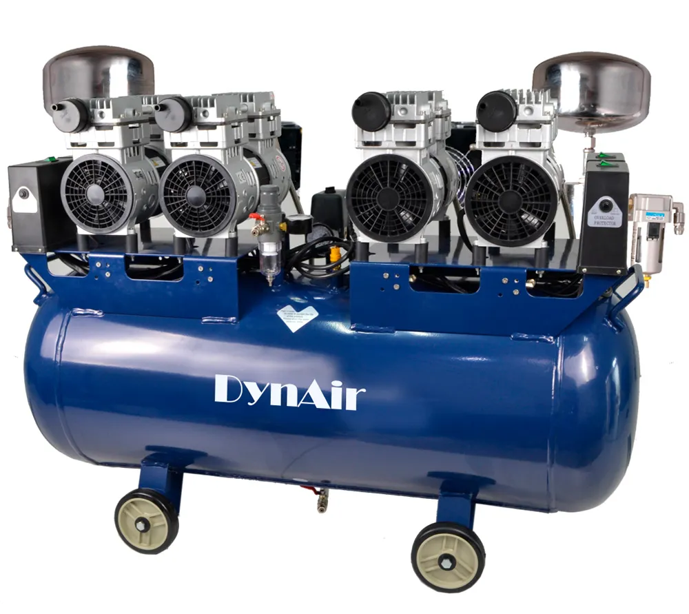 dynamic da7004d безмасляный компрессор для 5-х установок, c осушителем, 1-фазный, ресивер 100 л, 312 л/мин