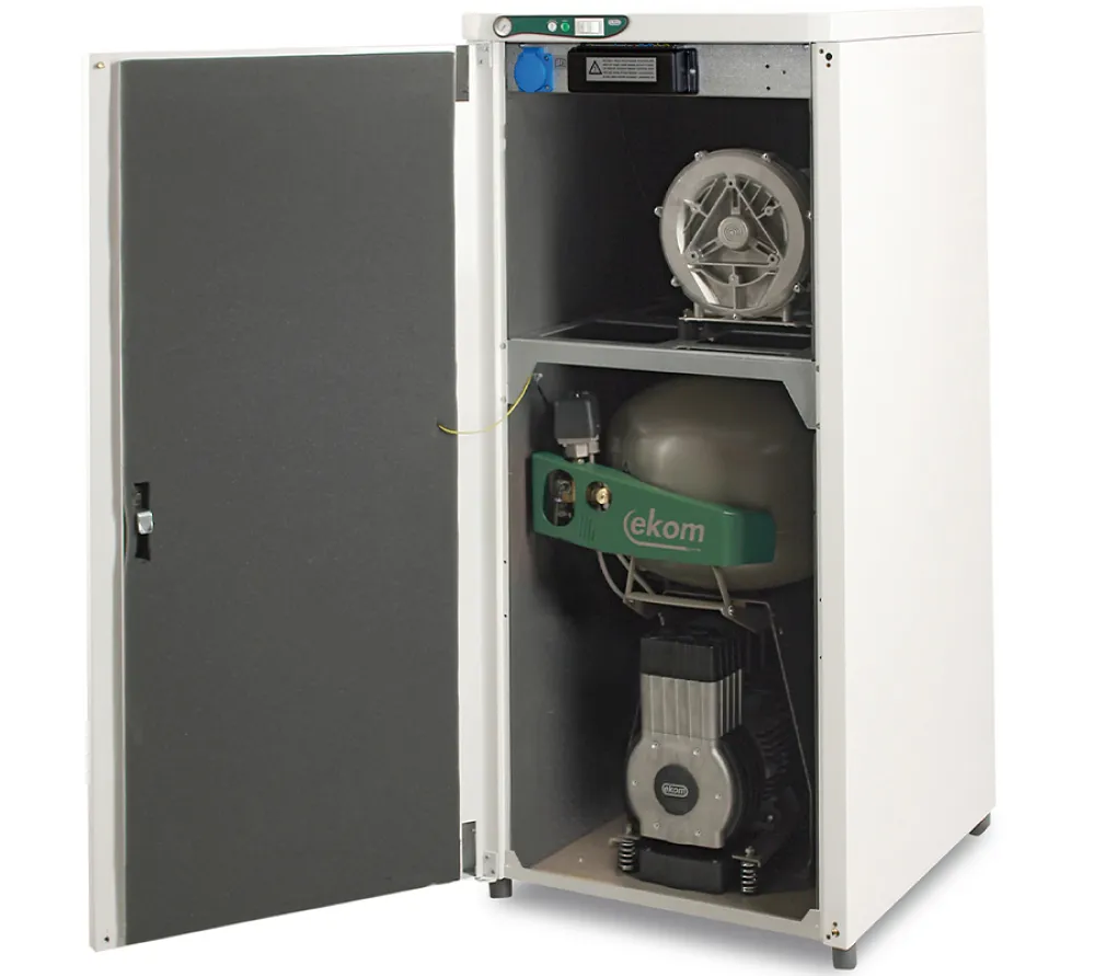 ekom duo безмаслянный компрессор с аспиратором в одном корпусе для одной стоматологической установки, с кожухом, 75 л/мин