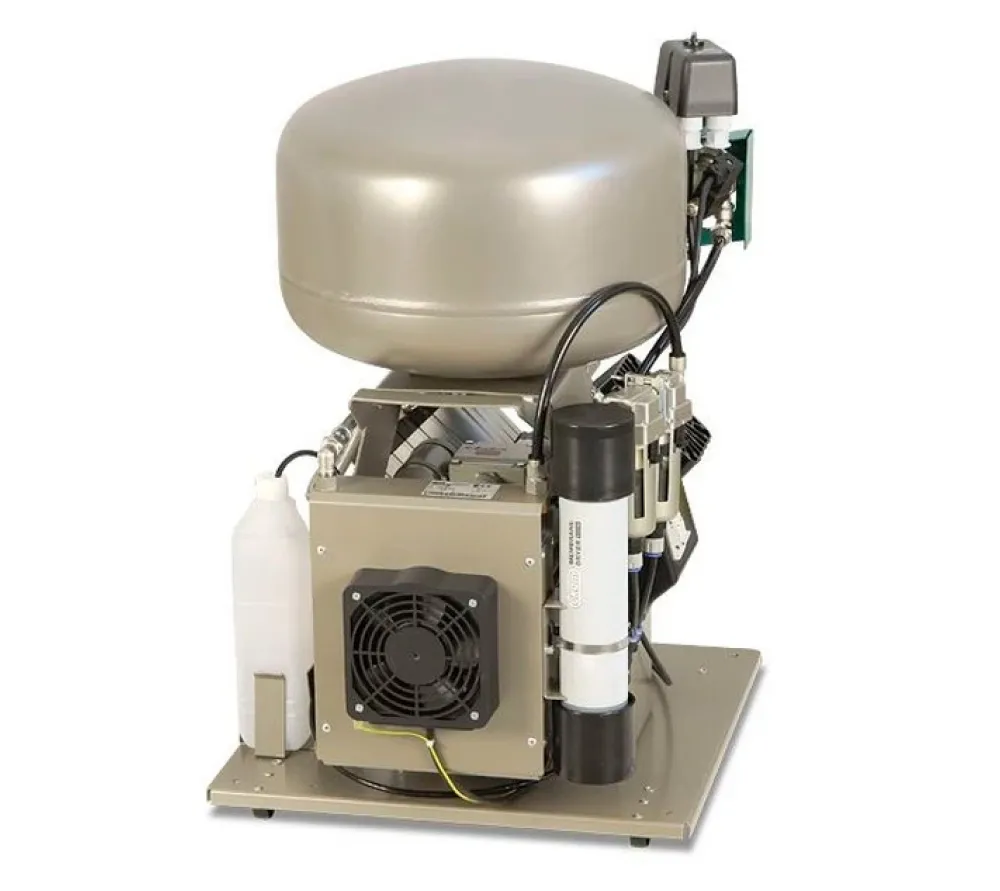 ekom dk50 2vsm безмасляный компрессор для 2-x стоматологических установок с кожухом, с осушителем, с ресивером 25 л, 115 л/мин  3