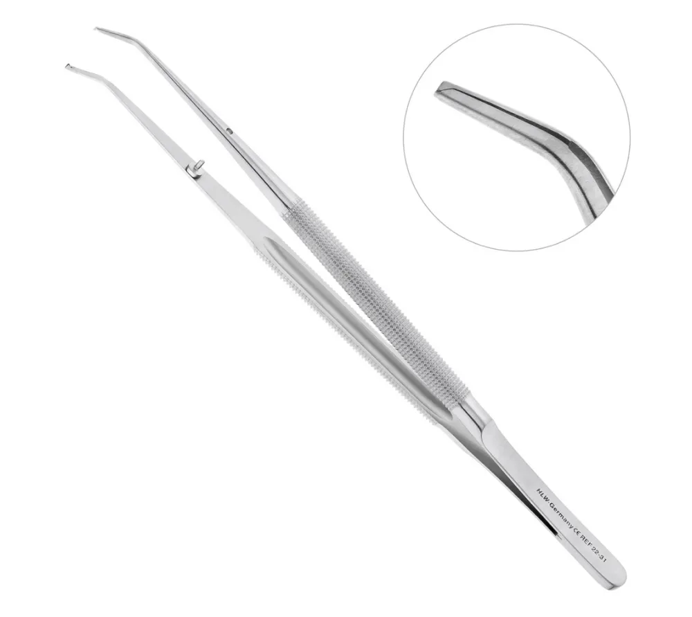 hlw 22-31 gomel микропинцет хирургический изогнутый, 180 мм