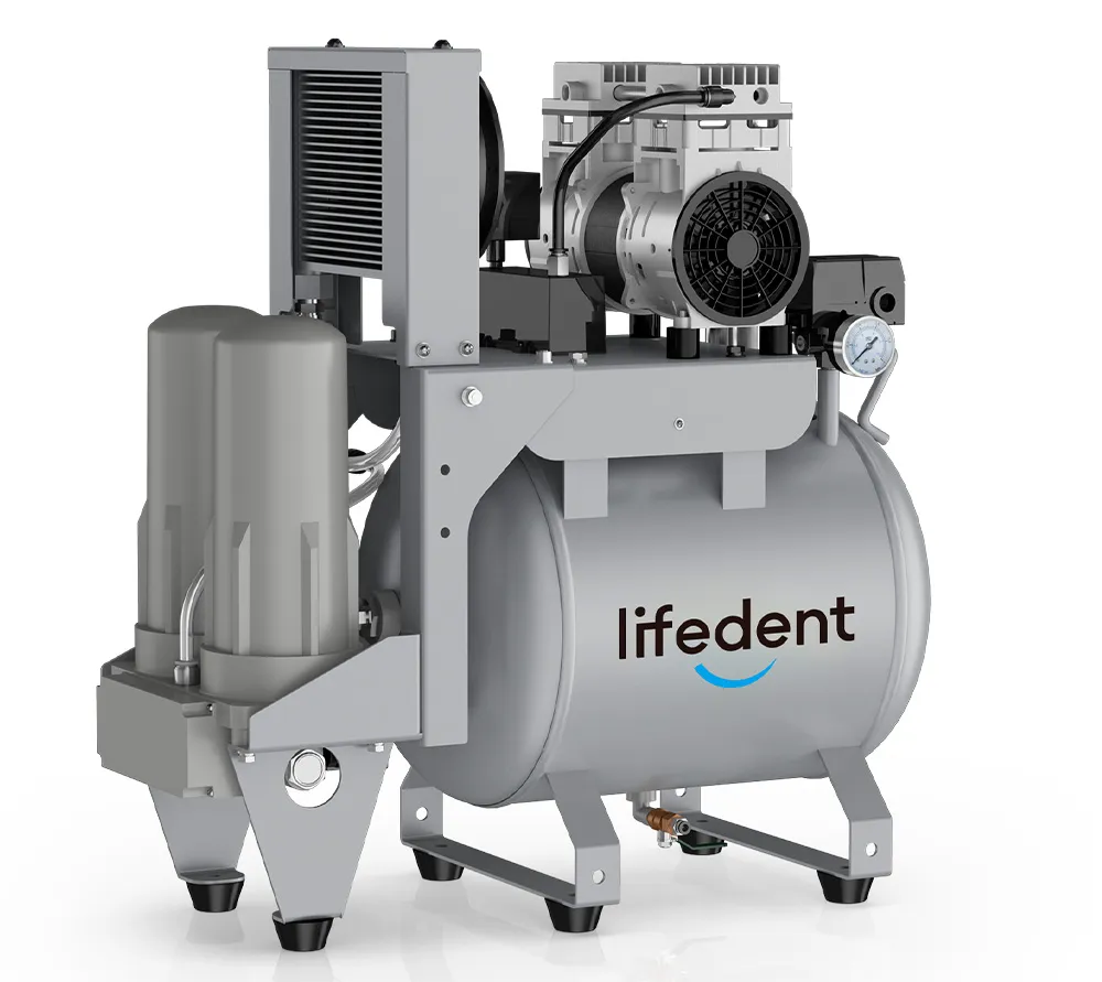 lifedent sp075 безмасляный компрессор для 1-2 установок, с осушителем, с ресивером 32 л, 80 л/мин