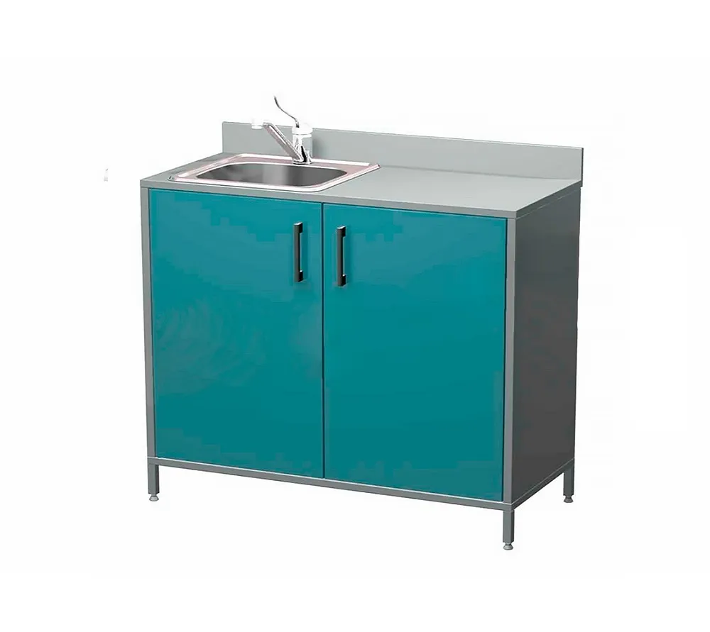 arkodor ar-x27 металлическая тумба с двумя распашными металлическими дверями, левой мойкой и смесителем