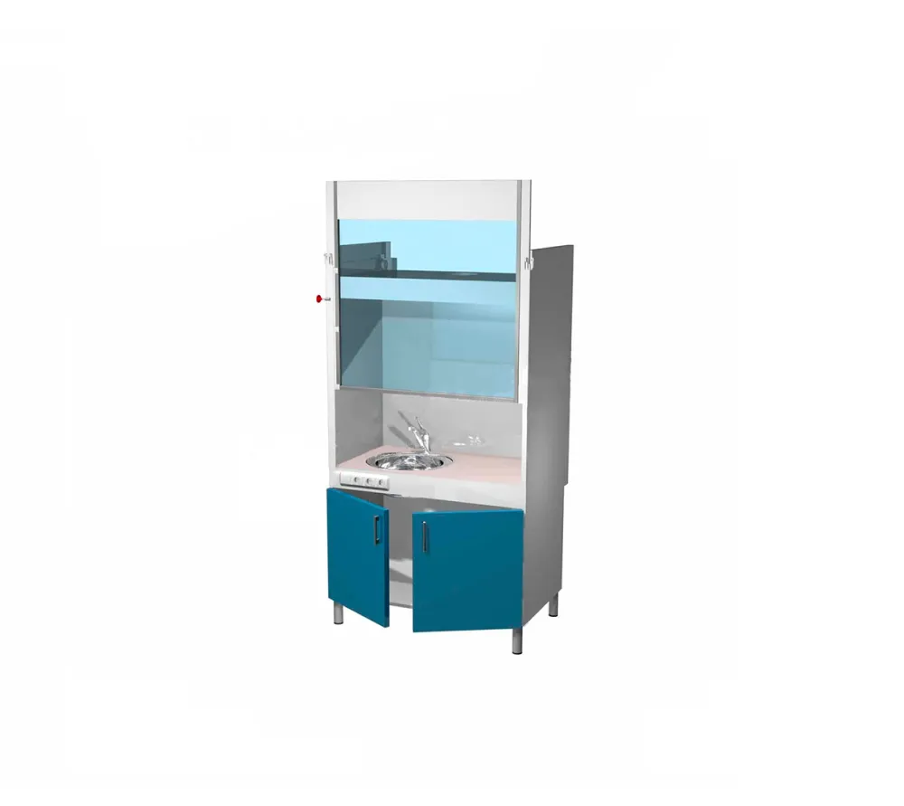 arkodor ar-dlv12 шкаф вытяжной, пыле-влагозащищенный светильником, с мойкой и смесителем, столешница