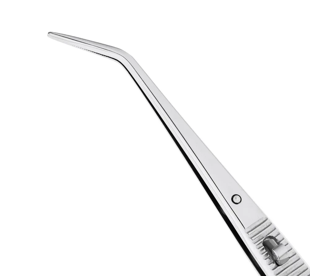 hlw college пинцет стоматологический изогнутый с зажимом, 150 мм  2