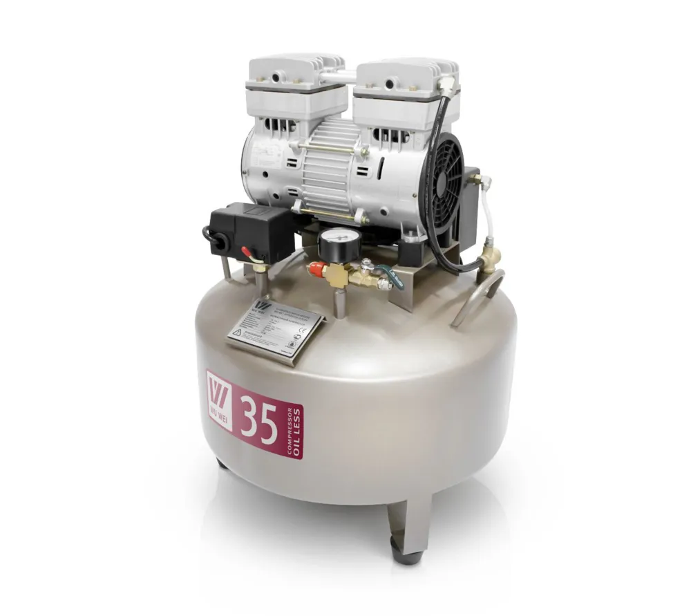 wuerwei w-602 840w безмасляный компрессор для одной стоматологической установки, без кожуха, с ресивером 35 л, (85 л/мин)