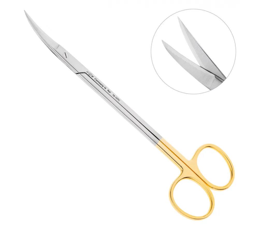 hlw kelly tc ножницы хирургические изогнутые, 160 мм зубчатая поверхность