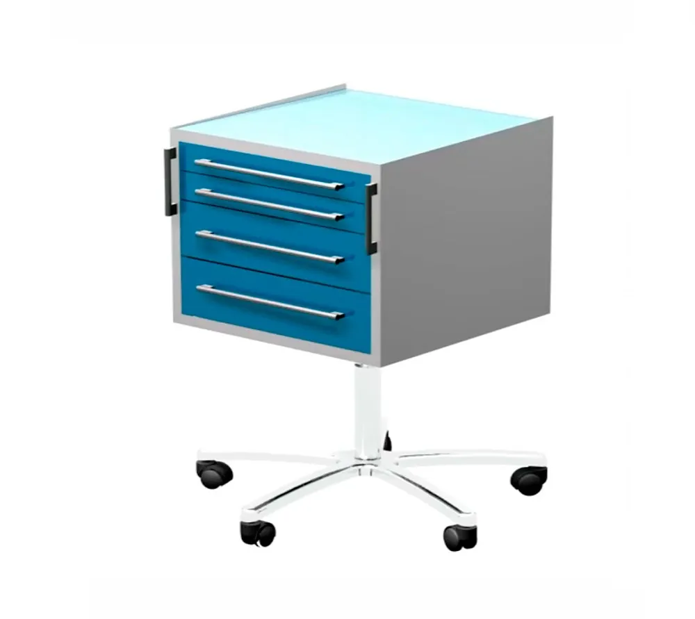 arkodor ar-34.3 передвижной столик с четырьмя выдвижными ящиками, сверху стекло с возможностью регулировки высоты