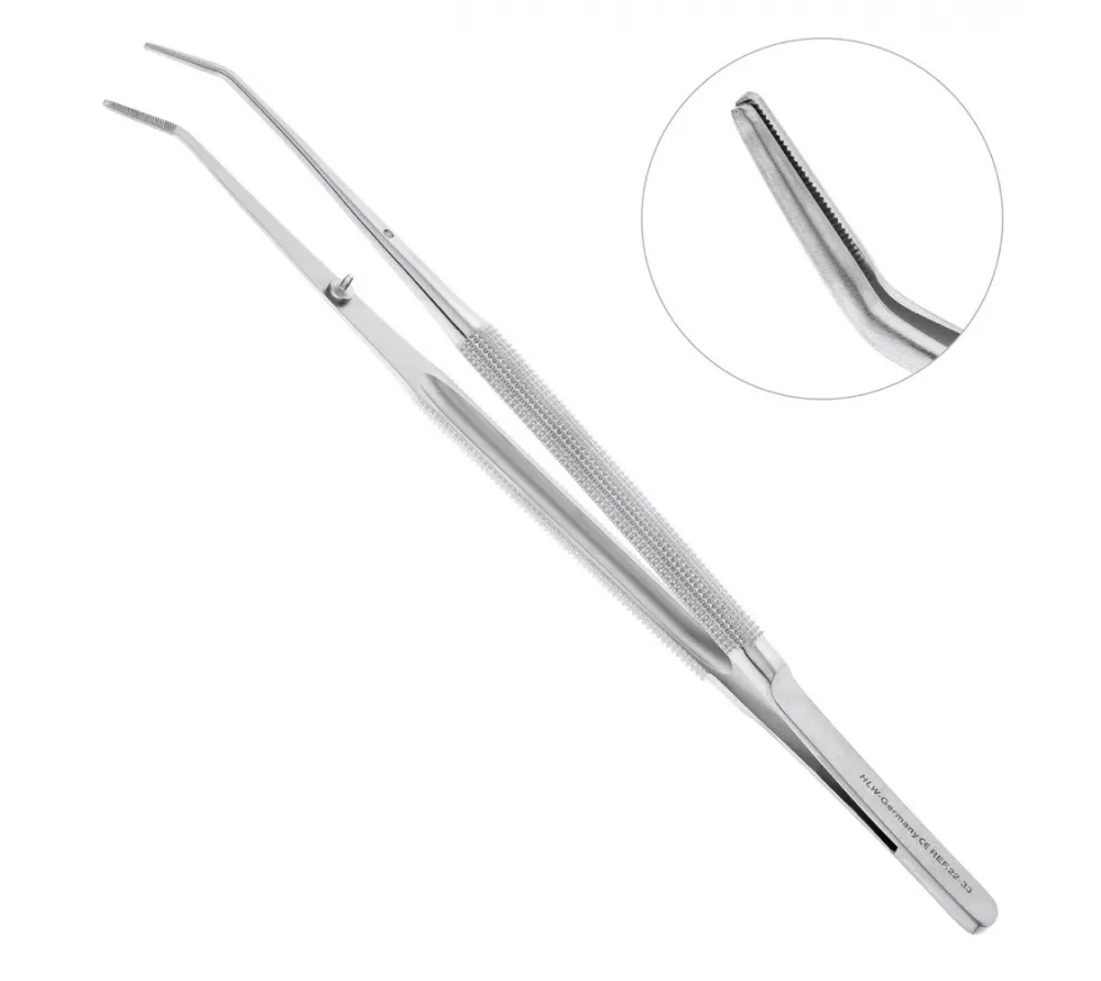 hlw gomel микропинцет анатомический изогнутый, 180 мм