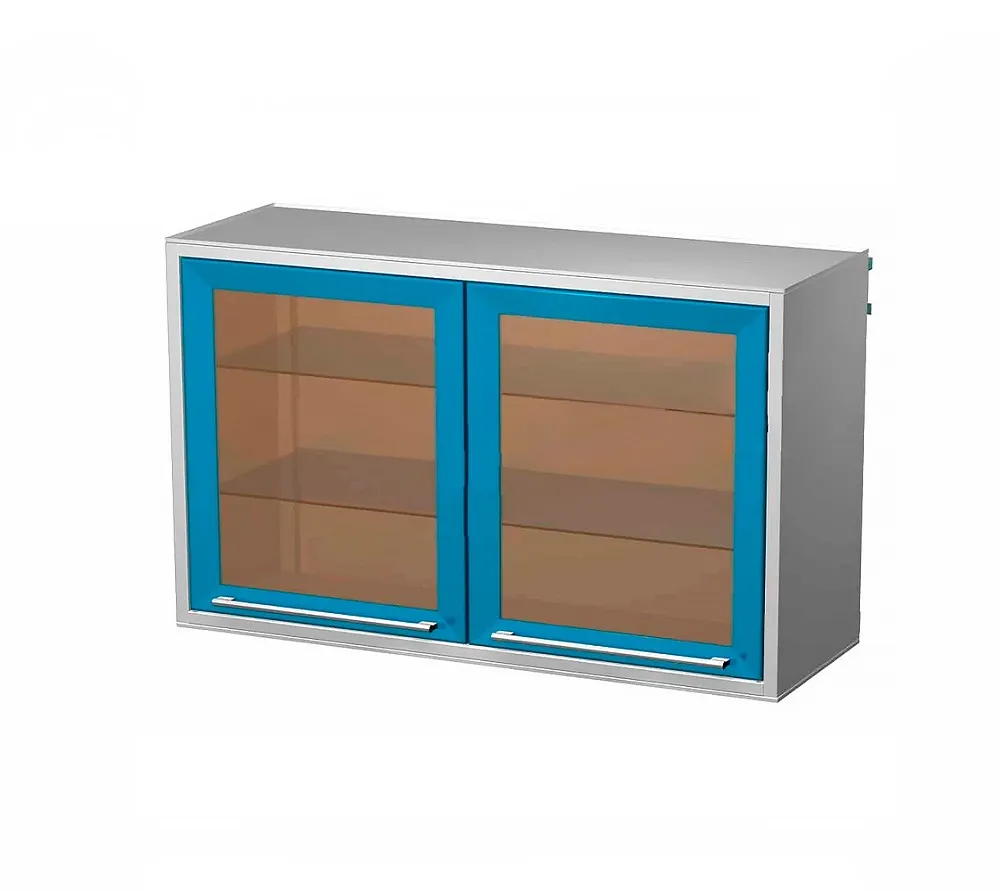 arkodor ar-56c металлическая тумба навесная с двумя распашными застекленными дверями, двумя стеклянными полками, бактерицидной лампой philips