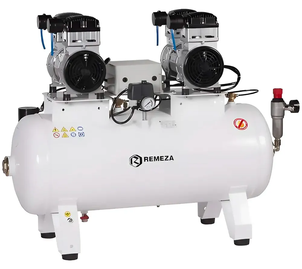 remeza км-100.old15т безмасляный компрессор для 3-х стоматологических установок, без осушителя, с ресивером 100 л, 230 л/мин