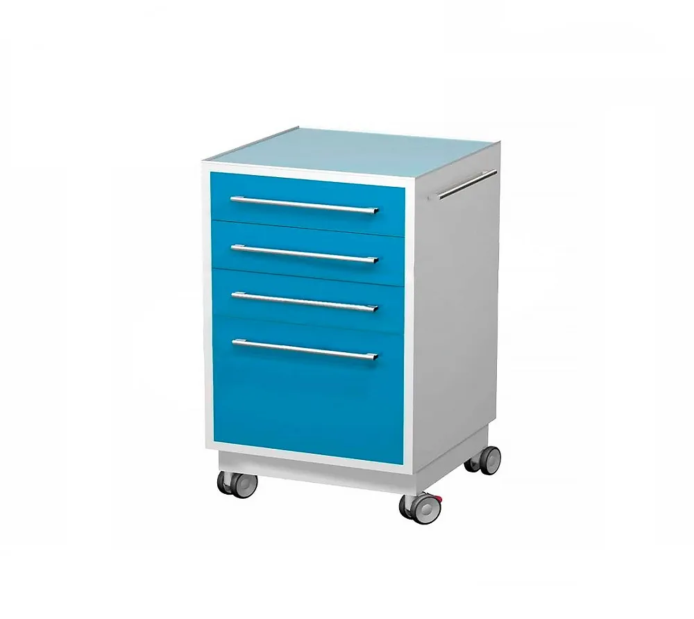 arkodor ar-41 передвижная тумба с четырьмя выдвижными ящиками, сверху стекло, сбоку ручка