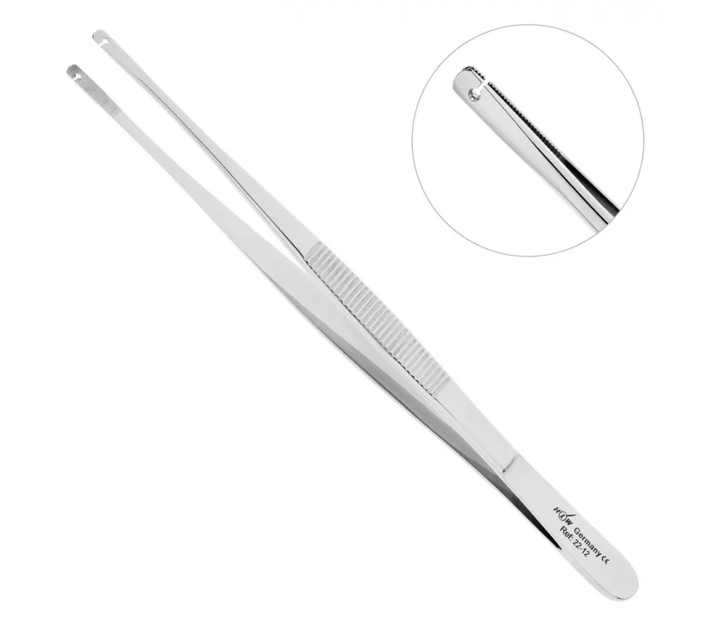 hlw пинцет шовный прямой, боковое окно, 150 мм
