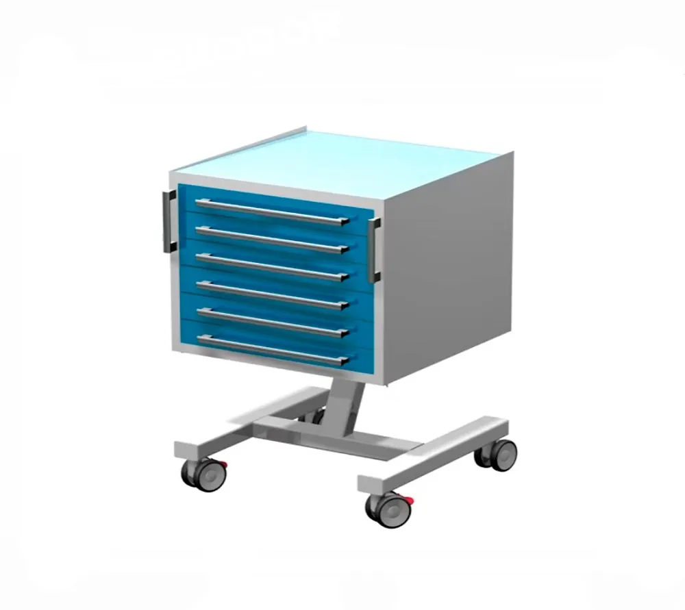 arkodor ar-36.1 передвижной столик с шестью выдвижными ящиками, сверху стекло на квадратной ноге