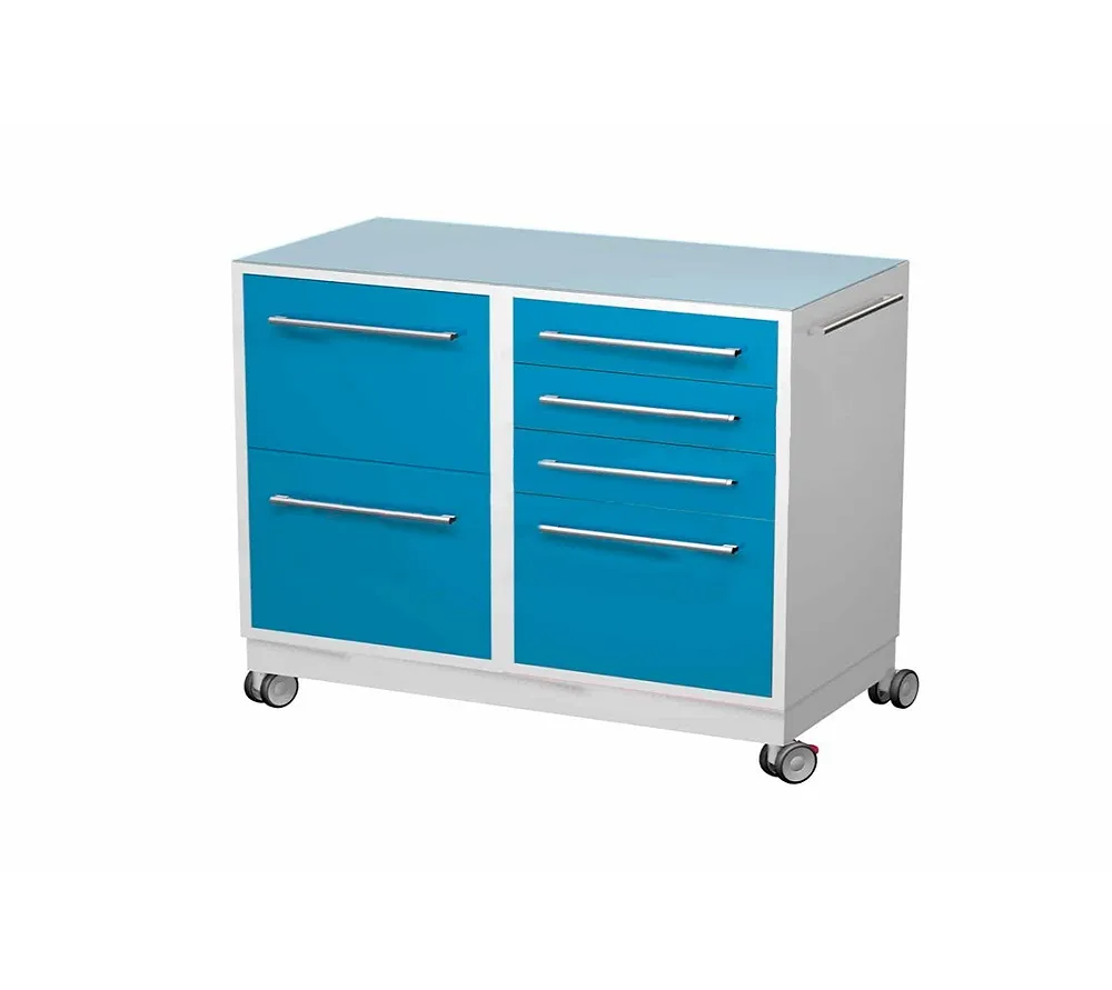 arkodor ar-45 передвижная тумба с шестью выдвижными ящиками, сверху стекло, сбоку ручка