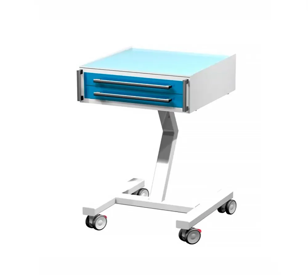 arkodor ar-32.1 передвижной столик с двумя выдвижными ящиками, сверху стекло на квадратной ноге