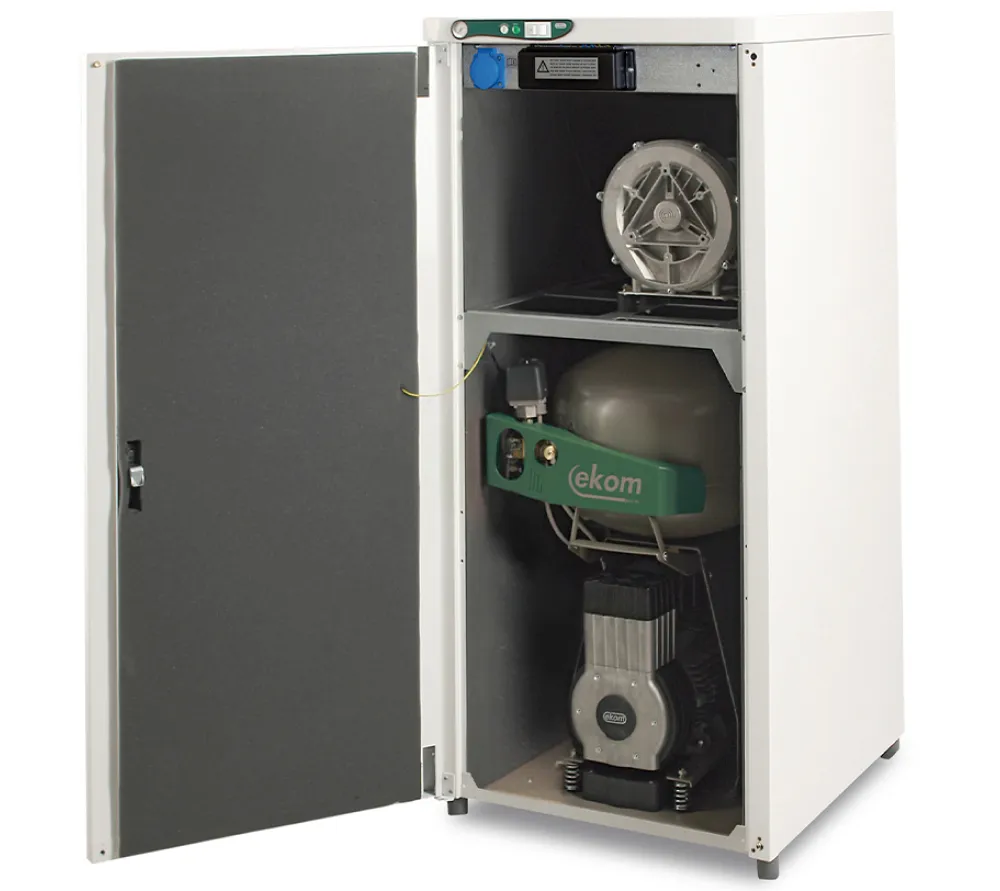 ekom duo/m компрессор с аспиратором в одном корпусе для одной стоматологической установки, с осушителем, 60 л/мин