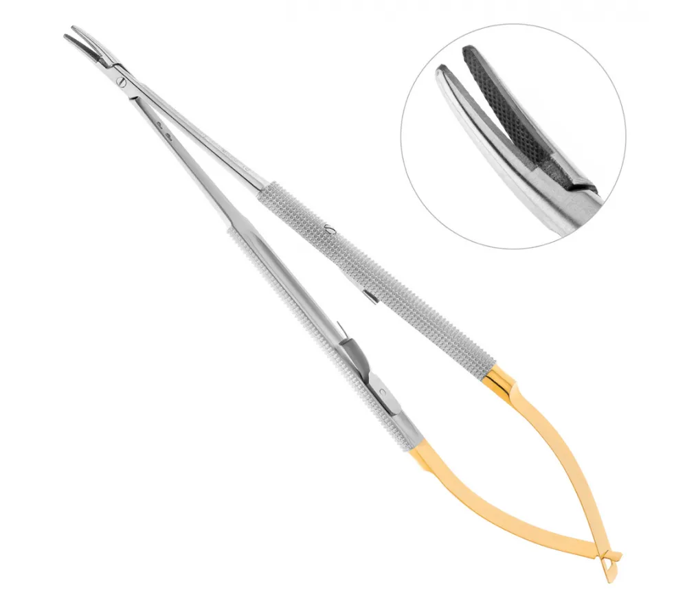 hlw castroviejo-gomel tc иглодержатель кастровьехо хирургический изогнутый, 180 мм