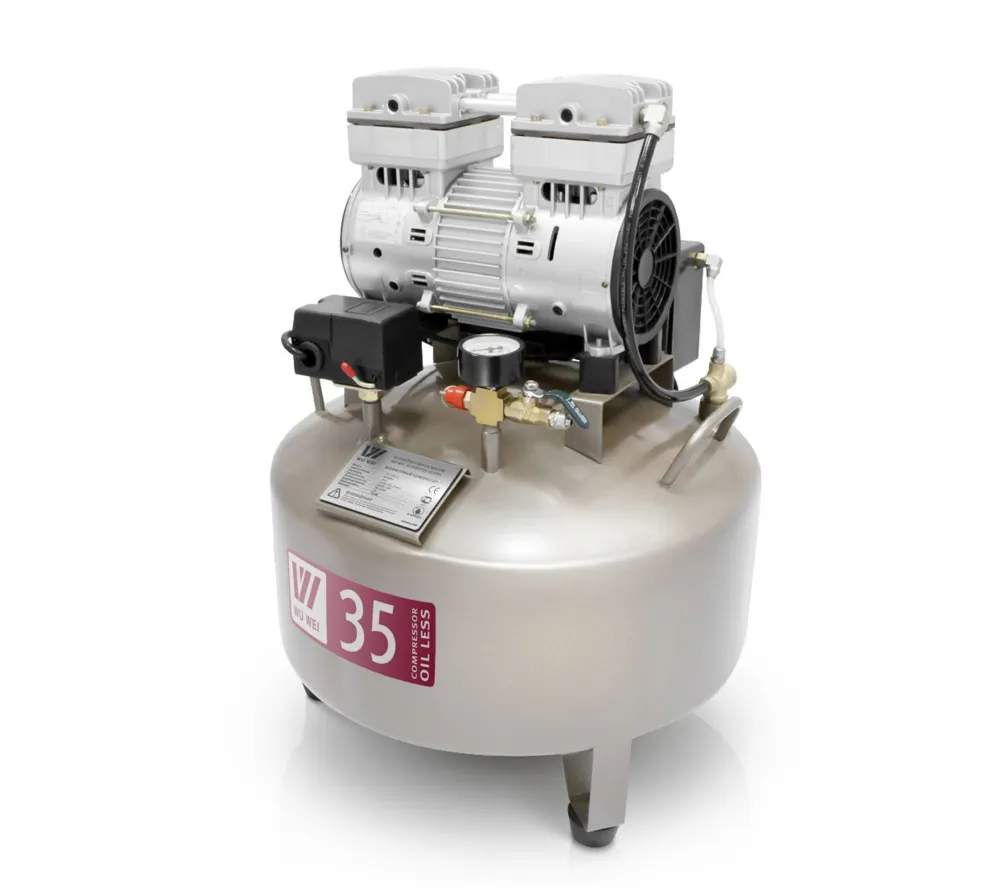 wuerwei w-602 550w безмасляный компрессор для одной стоматологической установки с ресивером 35 л (85 л/мин)