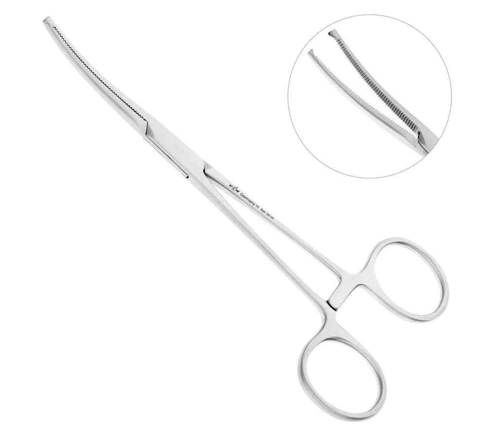 hlw kocherklemme зажим хирургический с зубчиками изогнутый, 15 см