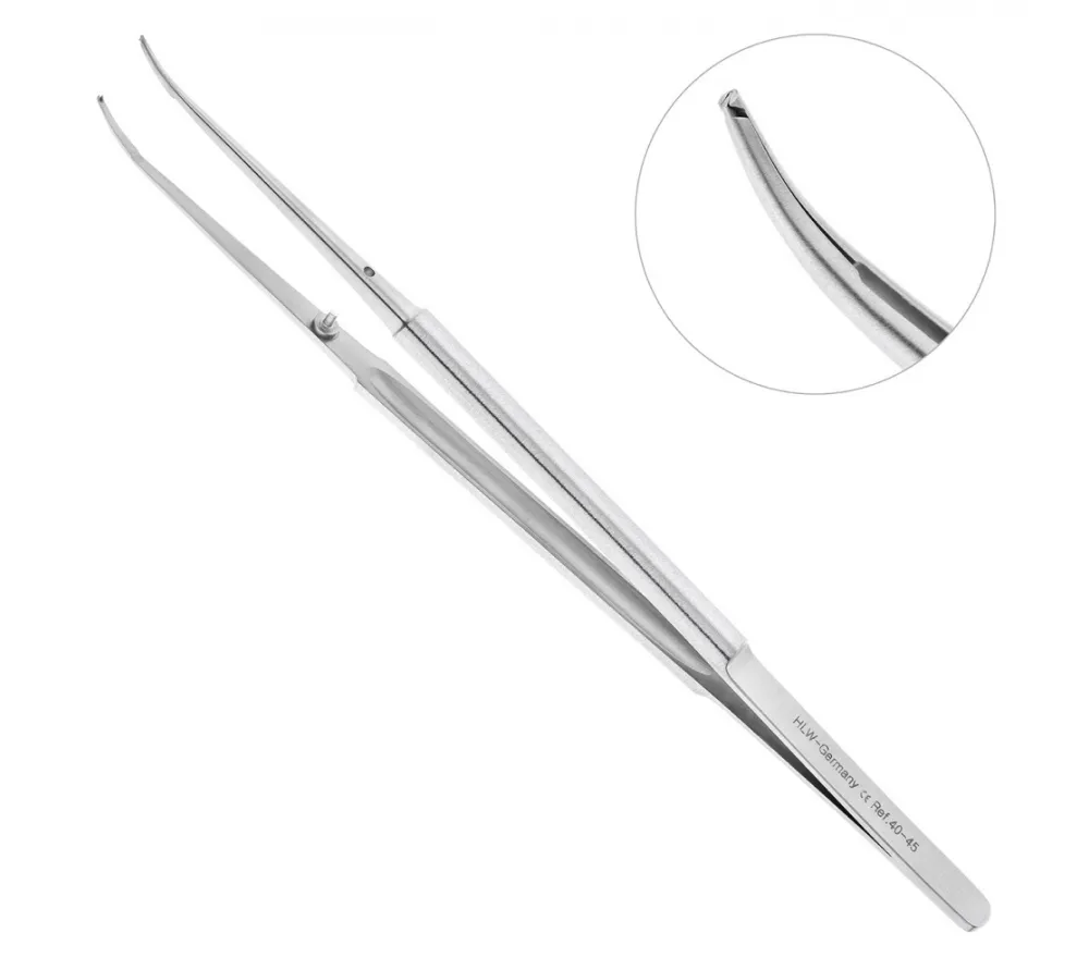 hlw пинцет микрохирургический изогнутый, 180 мм