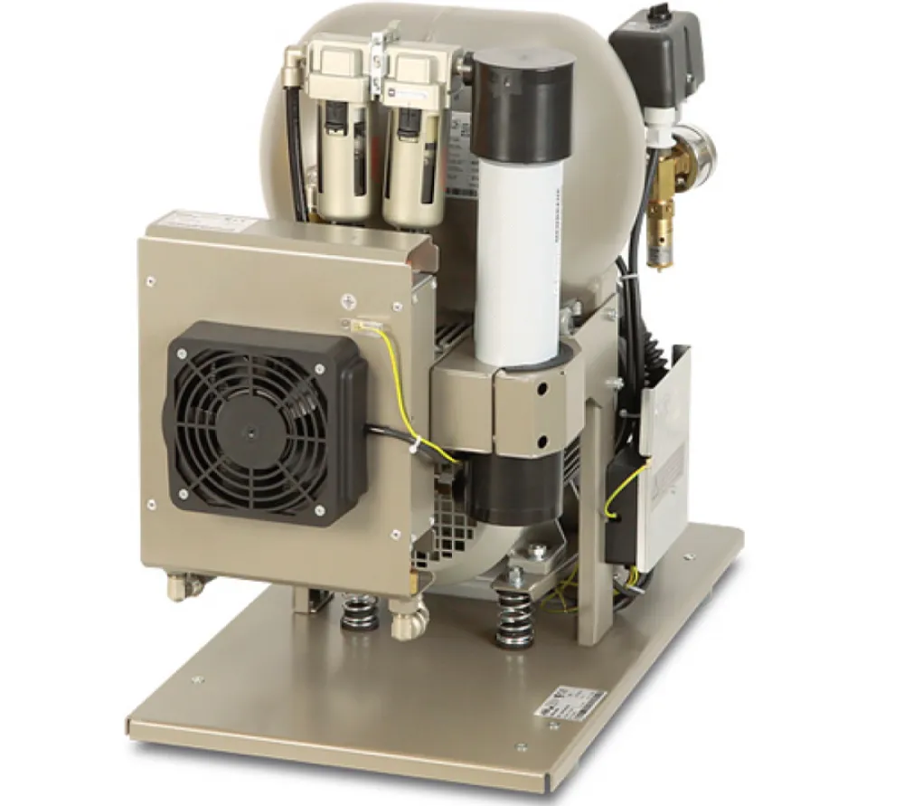 ekom dk50 10 s/m безмасляный компрессор для одной стоматологической установки с кожухом, с осушителем, с ресивером 10 л, 60 л/мин  3