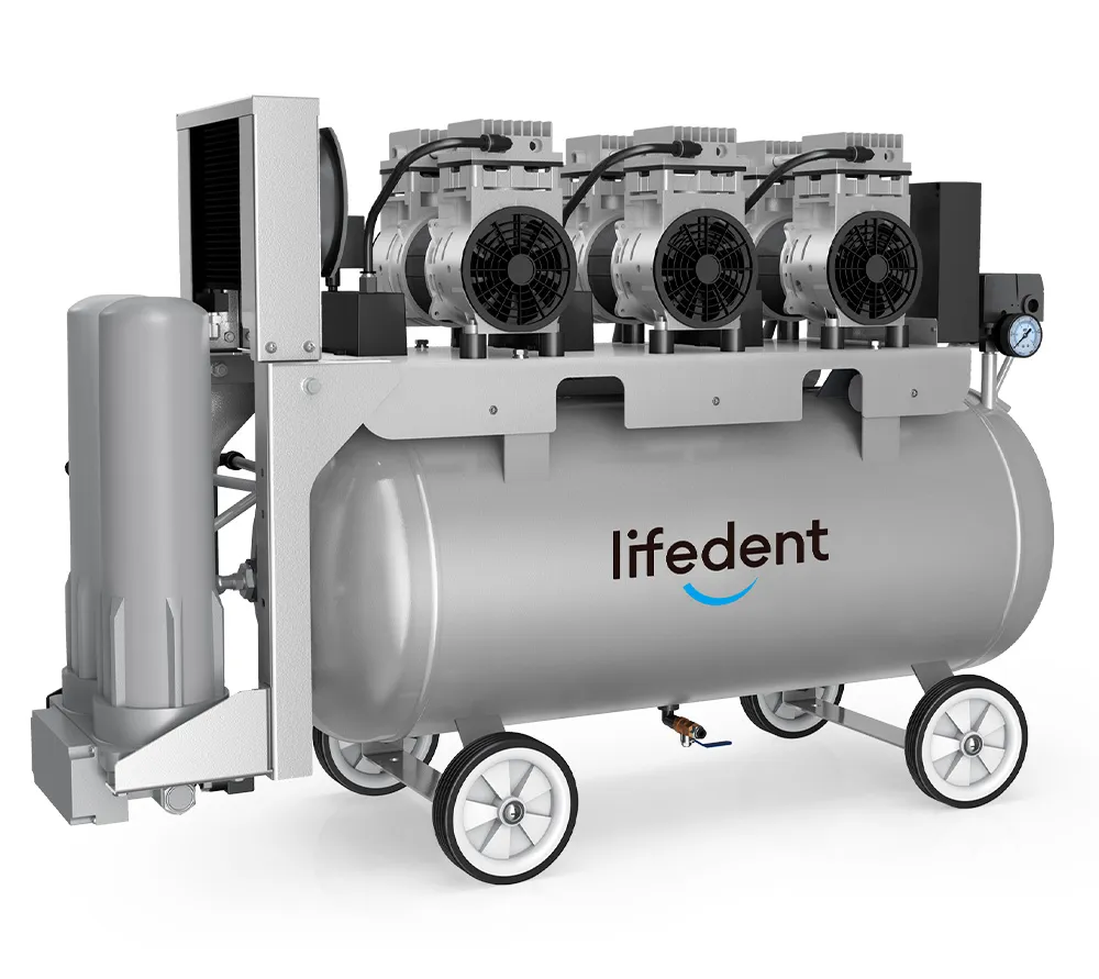 lifedent sp220 безмасляный компрессор для 4-5 установок, с осушителем, с ресивером 90 л, 240 л/мин