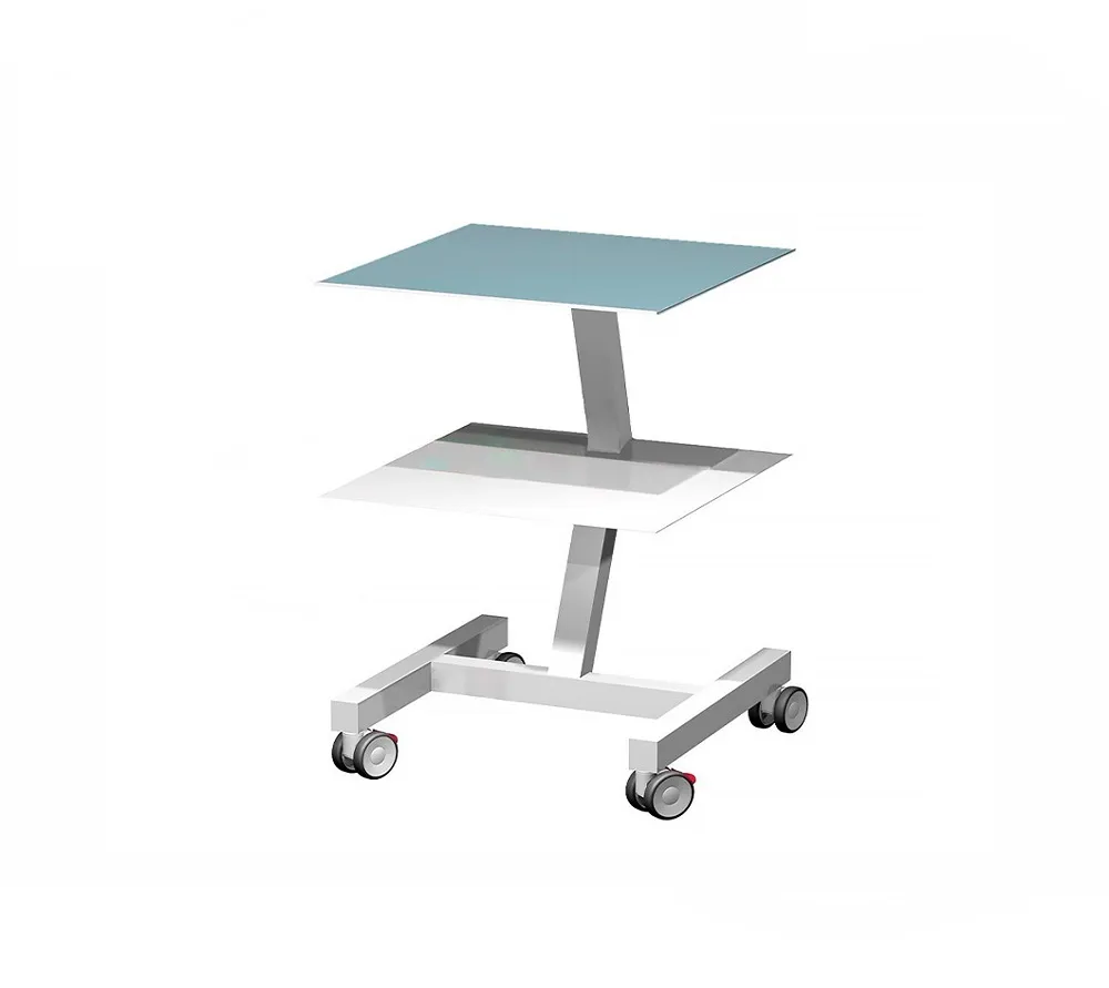 arkodor ar-30.1 передвижной столик с двумя полками, сверху стекло на квадратной ноге