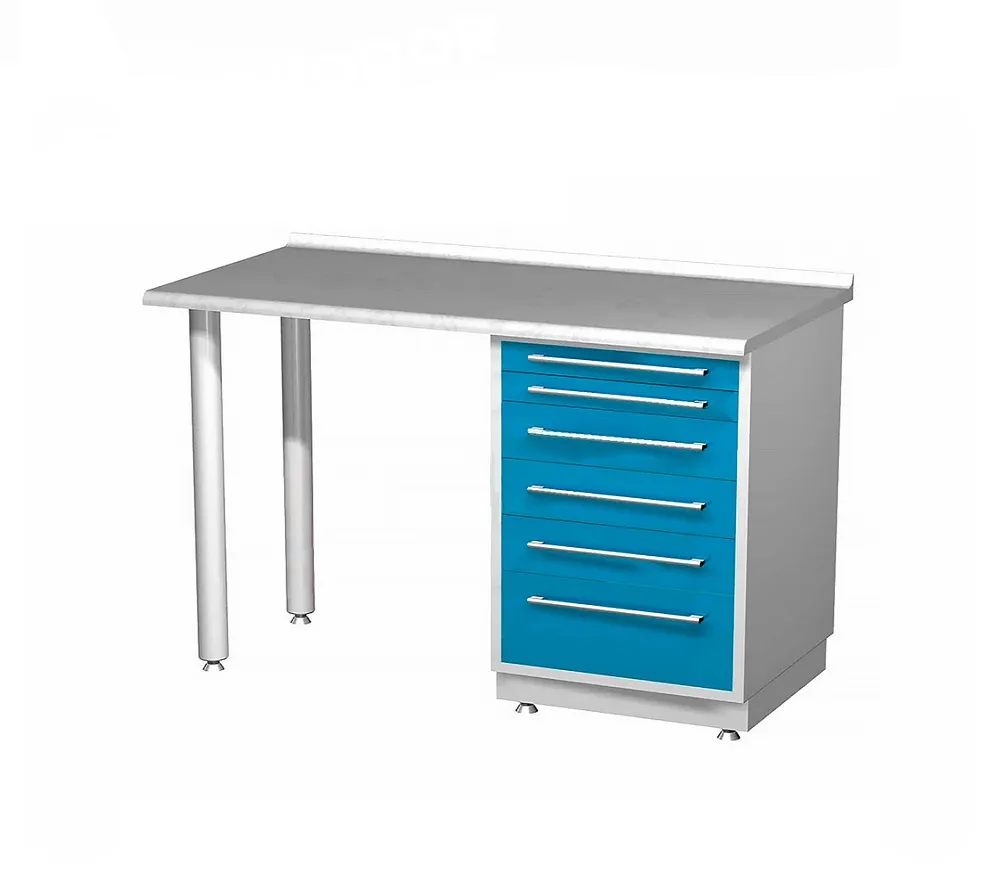 ar-l33 стол лабораторный (тумба с шестью выдвижными ящиками), на столешнице стекло