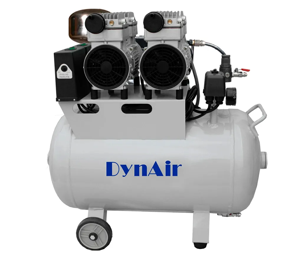 dynamic da7002d безмасляный компрессор для 2-х установок, 1-фазный, с осушителем, с ресивером 50 л, 156 л/мин