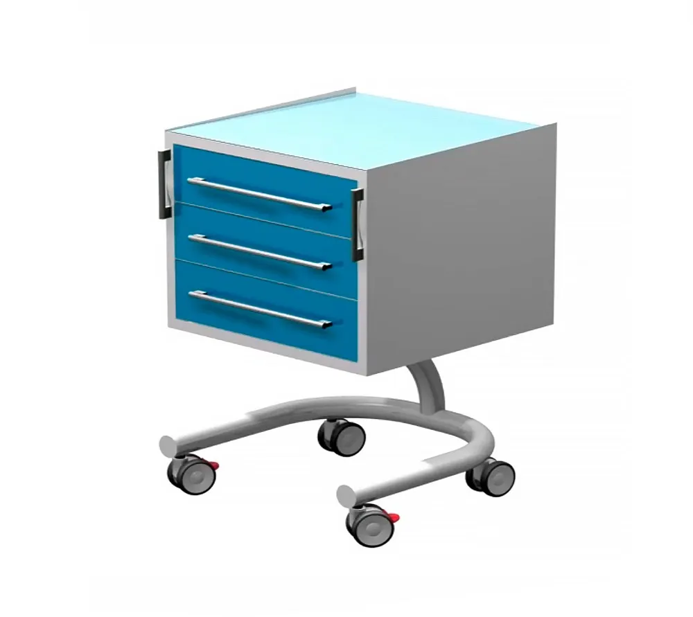 arkodor ar-33.2 передвижной столик с тремя выдвижными ящиками, сверху стекло на круглой ноге