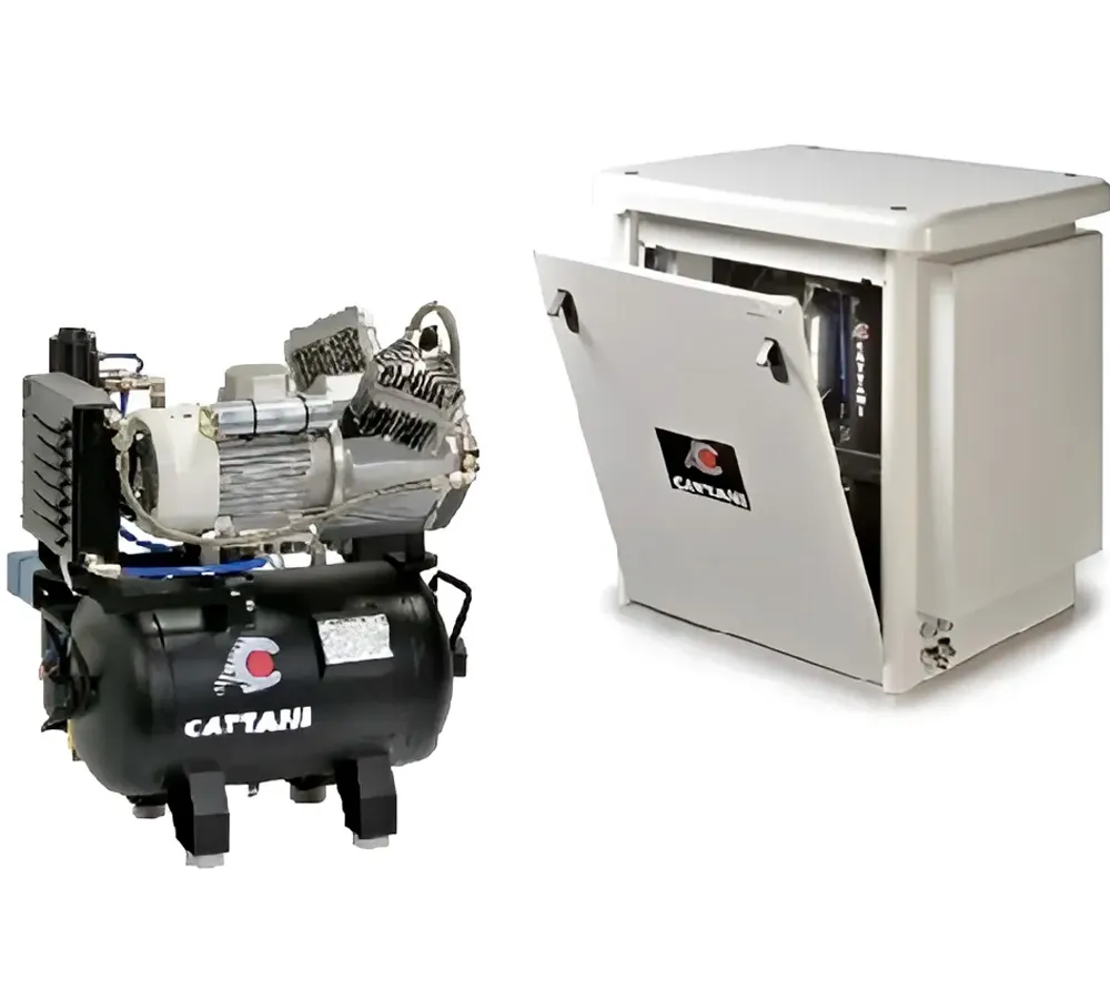cattani компрессор для 2х стоматологических установок, c кожухом, c осушителем 30 л, 160л/мин