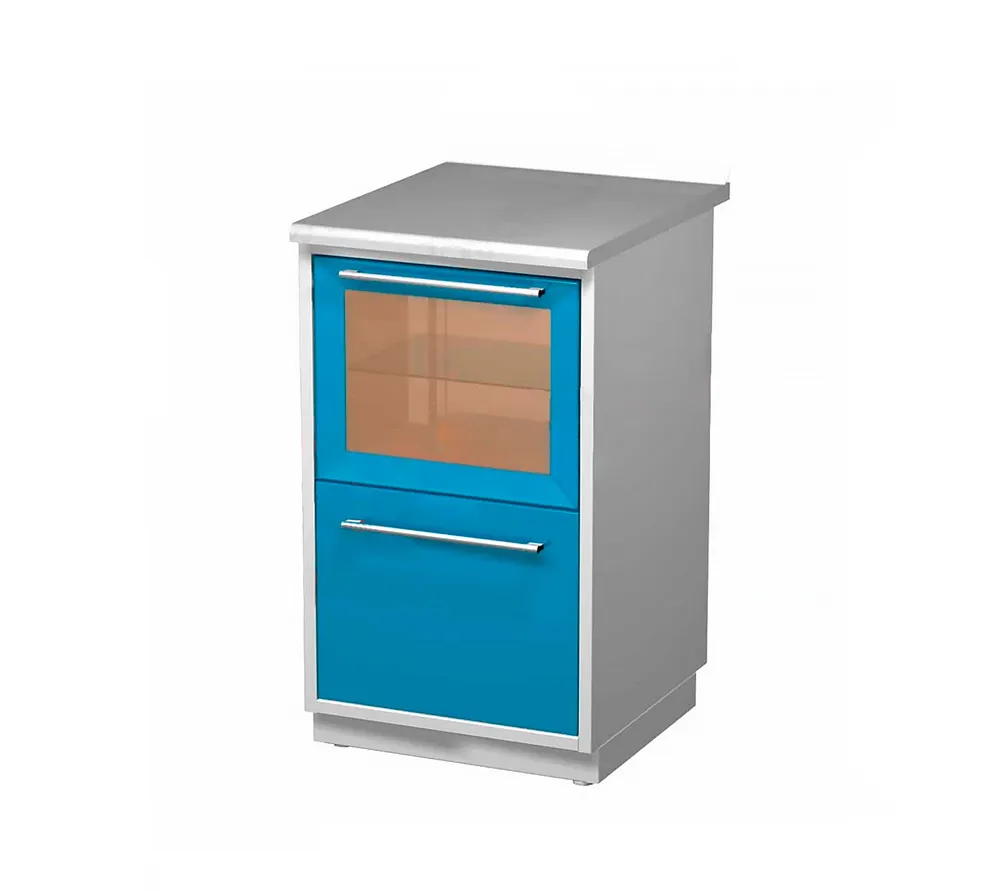 arkodor ar-22c металлическая тумба с распашной застекленной дверью, двумя металлическими выдвижными полками, бактерицидной лампой philips