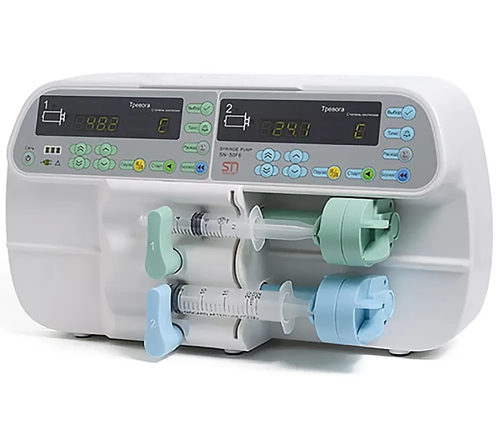 SinoMDT SN-50F6 двухканальный инфузионный насос для ветеринарии, объём шприцев 10-50 мл, скорость инфузии 0.1-1500 мл/ч