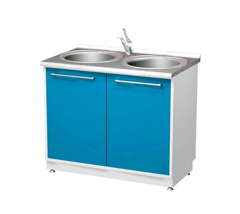 arkodor ar-24 металлическая тумба с двумя распашными металлическими дверями, двойной мойкой и смесителем
